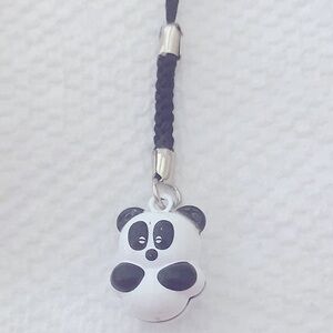 NEW HANDMADE Panda Bell Charm for cell phone android Apple i phones Black White